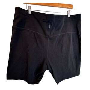 Nike Dri-Fit Black Shorts 3X High Waisted Biker Signature Swoosh Logo Athletic